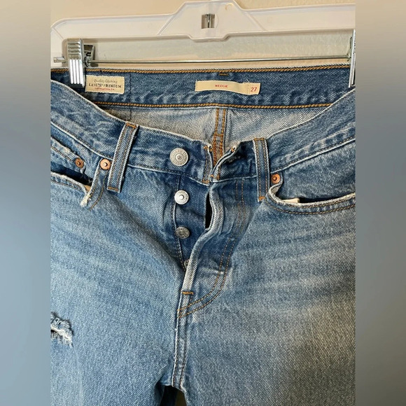 Levi's Big E Wedgie Premium Denim Blue Jeans Womens Size 27 x 26.5 Inseam - Picture 3 of 7